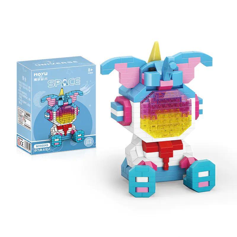 Bộ đồ chơi Phi Hành Gia Voi Con MOYU BLOCK MY95045, 373 mảnh, phù hợp cho bé 8 tuổi, thiết kế phi hành gia độc đáo, màu xanh dương, hồng, trắng, vàng.