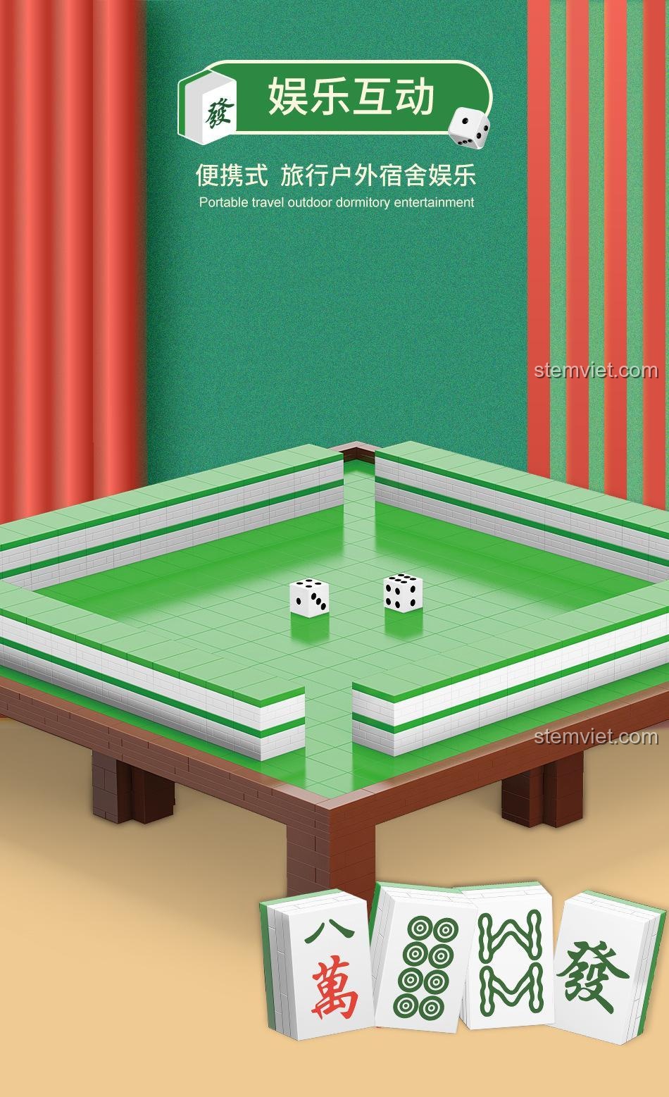 Bàn Mạt Chược lắp ghép 97050 cho giải trí tương tác, đồ Chơi Mạt Chược Lắp Ráp MOYU BLOCK, phù hợp học sinh trung học cơ sở.