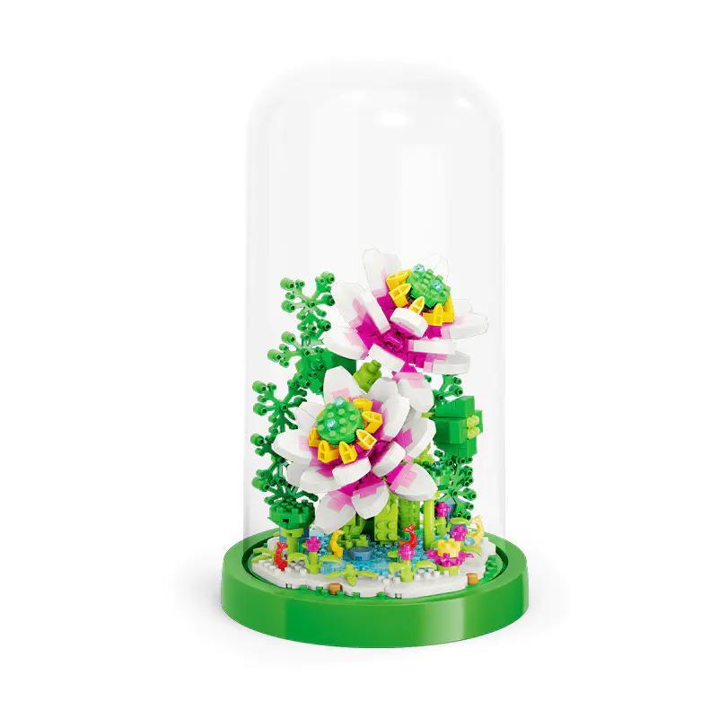 Bộ lắp ghép Chậu Hoa Sen MOYU BLOCK MY97103. Mô hình hoa sen trong lồng kính tinh xảo, món quà ý nghĩa cho bé gái 8 tuổi.