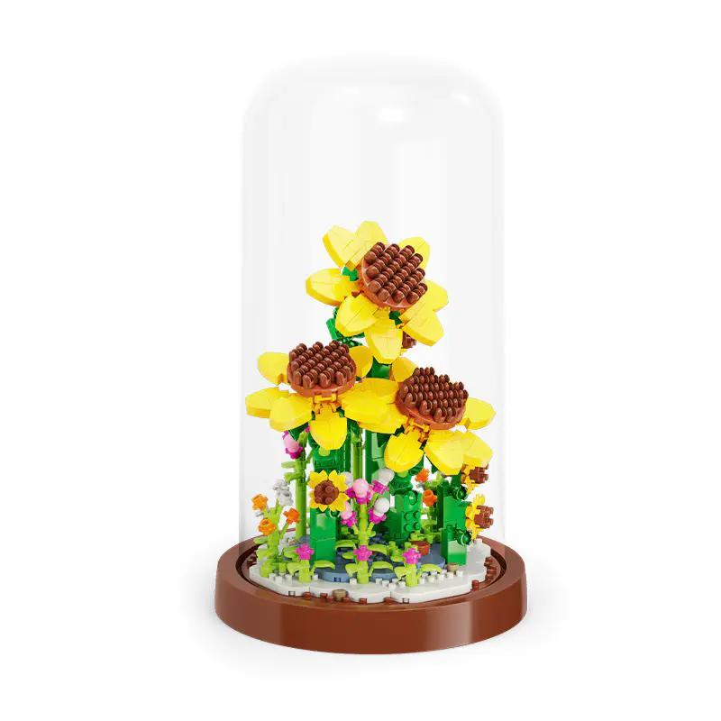 bộ lắp ghép Chậu hoa hướng dương MOYU BLOCK MY97105, mô hình hoa trang trí bàn làm việc cho con gái 8 tuổi, giá rẻ.