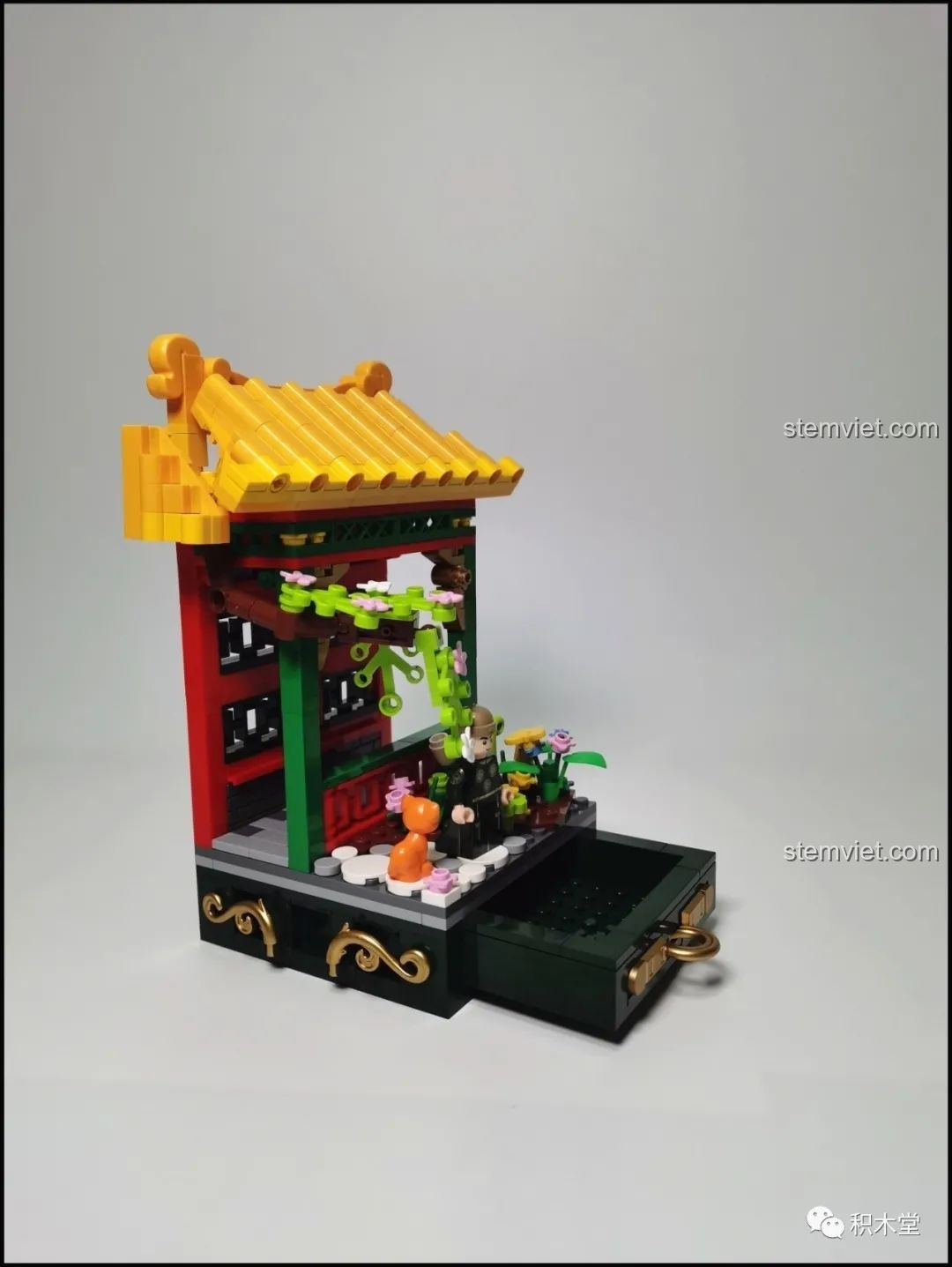 Ngăn kéo có thể kéo ra vào của bộ lắp ghép Wekki 506002 Vườn Thượng Uyển Bốn Mùa: Cảnh Xuân - Quan Gia Lập Kỳ