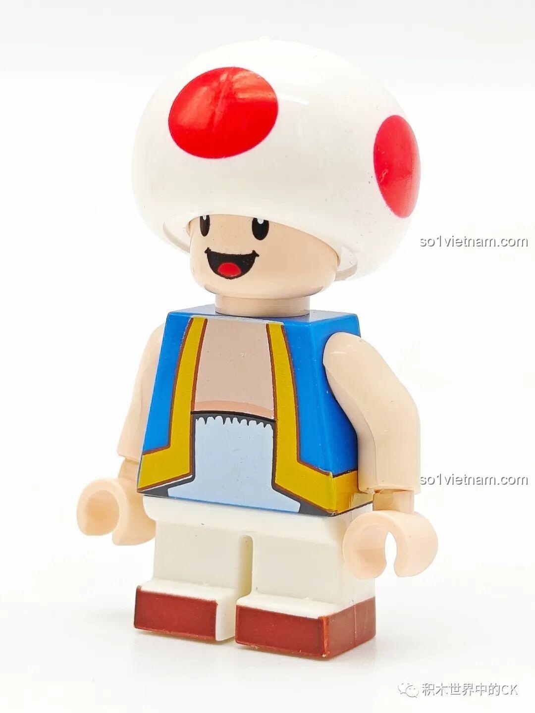 Cận cảnh minifigure Toad (Kinopio) WM2065 từ bộ WM 6103, một nhân vật Toad WM hợp túi tiền cho các bé.