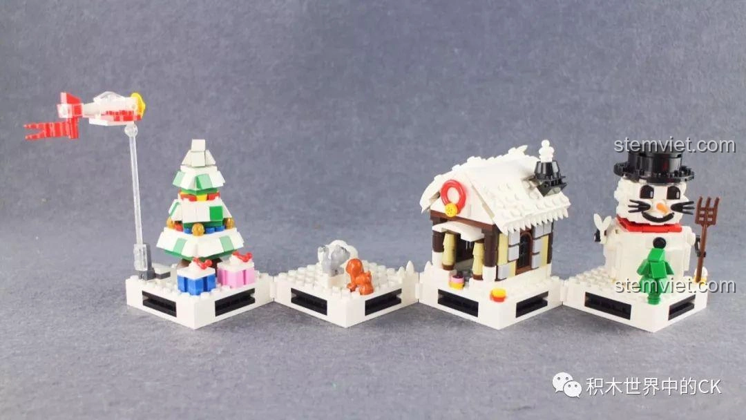 Toàn cảnh mô hình bộ lắp ráp Winner 5034 Giáng Sinh Trắng 4 trong 1 sau khi hoàn thành, ở dạng dài.