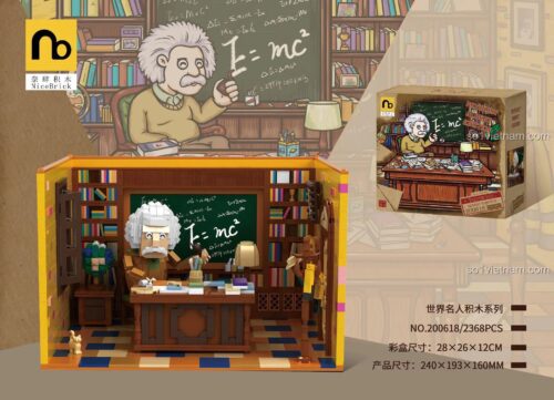 Hộp đồ chơi mô hình Nhà khoa học Albert Einstein NiceBrick 200618 với 2368 chi tiết, quà tặng sáng tạo cho bé.