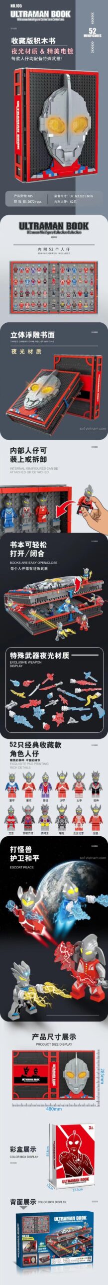 Hộp sản phẩm Ultraman Minifigure Collection Book 105 của No Brand mở ra