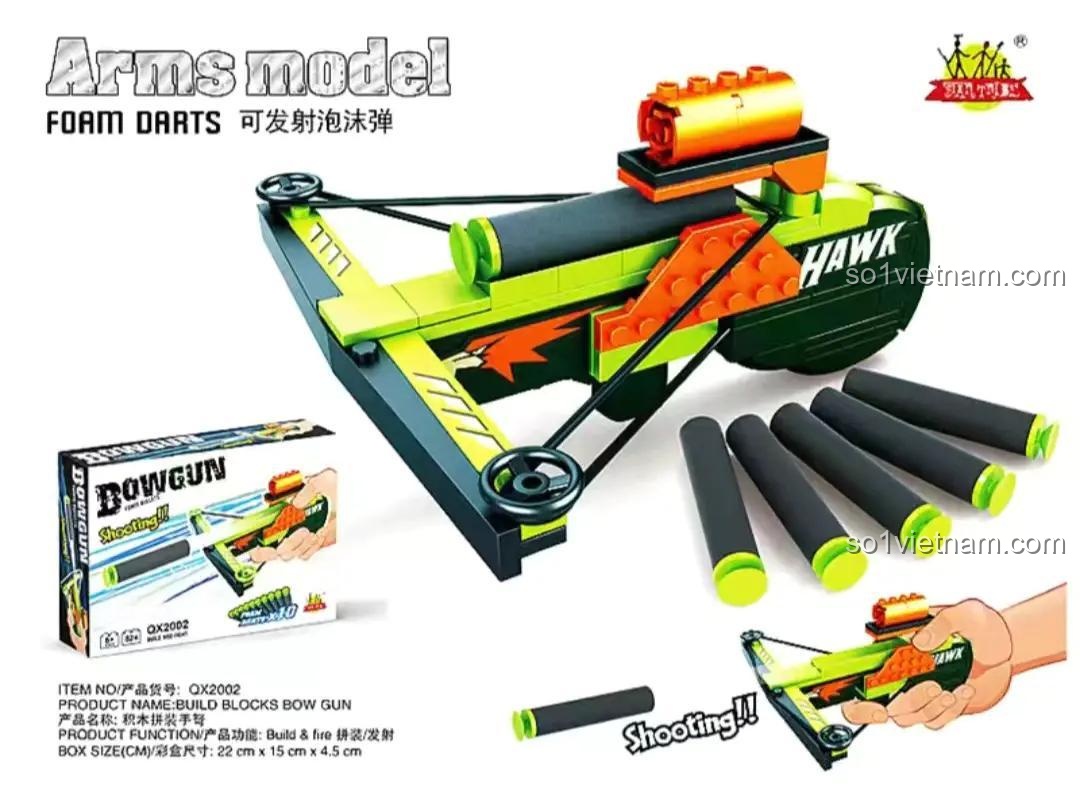 bộ lắp ghép Nỏ Đồ Chơi QX2003 có hộp và đạn xốp, thiết kế mô phỏng chân thực, giá tiết kiệm