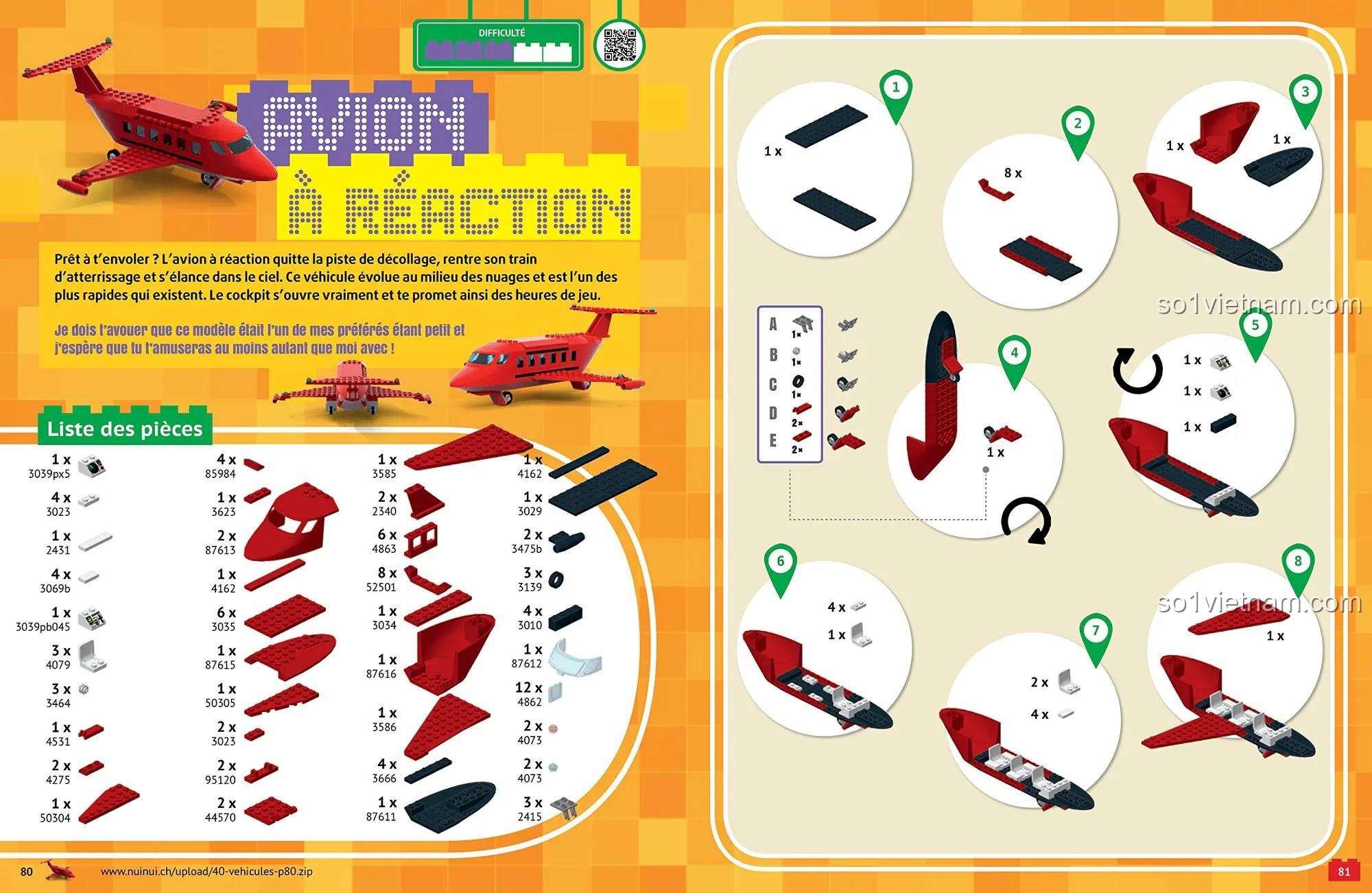 Sách lắp ghép ISBN 9782889356812 NUINUI JEUNESSE, hướng dẫn lắp ráp máy bay phản lực, đồ chơi sáng tạo giá tốt cho bé trai.