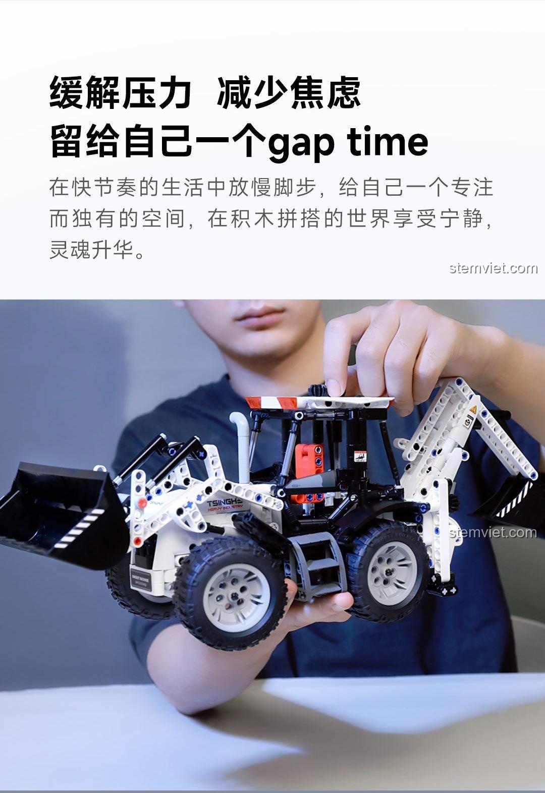 bộ xếp hình Xe Xây Dựng Technic ONEBOT giúp giảm căng thẳng, phù hợp cho thanh niên.