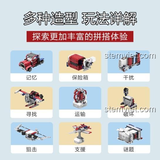Bộ lắp ráp Nezha Transformers ONEBOT OBTFS27AIQI với 9 mẫu lắp ráp đa dạng, đồ chơi xây dựng kích thích sáng tạo cho bé trai 10 tuổi.