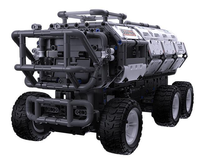 Mô hình hoàn thiện của bộ lắp ráp Xe Vận Tải Boötes Sao Mộc ONEBOT XJXL05IQI, một đồ chơi STEM công nghệ cao cho con trai 8 tuổi.