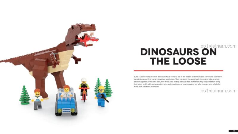 Sách ý tưởng LEGO® Epic LEGO Adventures with Bricks You Already Have ISBN9781624143861, hướng dẫn lắp ráp khủng long LEGO® cho bé 5 tuổi, kích thích sáng tạo, giá bình dân.