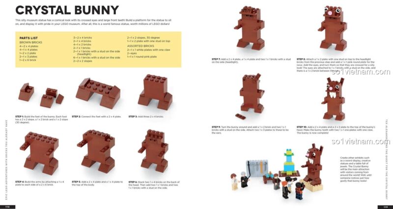 Sách đồ chơi Epic LEGO Adventures with Bricks You Already Have của Page Street Publishing ISBN9781624143861, hướng dẫn lắp ráp thỏ pha lê LEGO®, kích thích trí tưởng tượng, phù hợp bé 5 tuổi, giá đáng tiền.