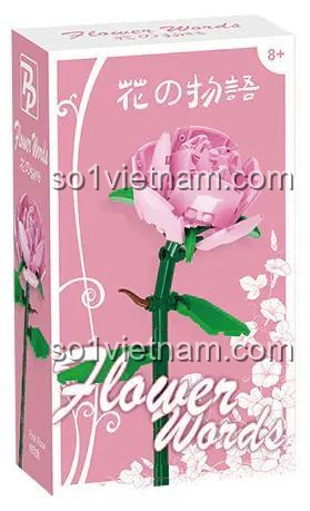 hộp đồ chơi lắp ráp PANBO 7802 Hoa Hồng màu hồng, bộ xếp hình Hoa Hồng Trang Trí cho bé gái 8 tuổi, giá rẻ