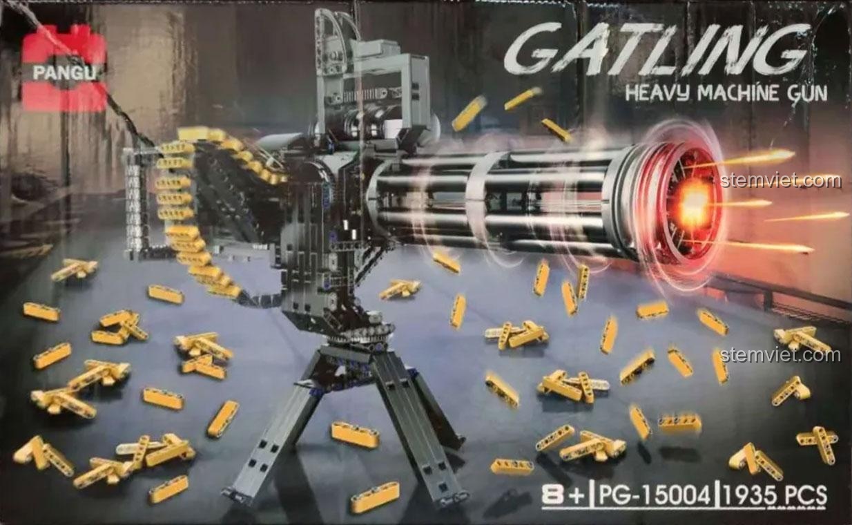 Hộp đồ chơi mô hình súng Minigun PANGU 15004, bộ xếp hình Khẩu Gatling Gun cho con trai, chất lượng cao.