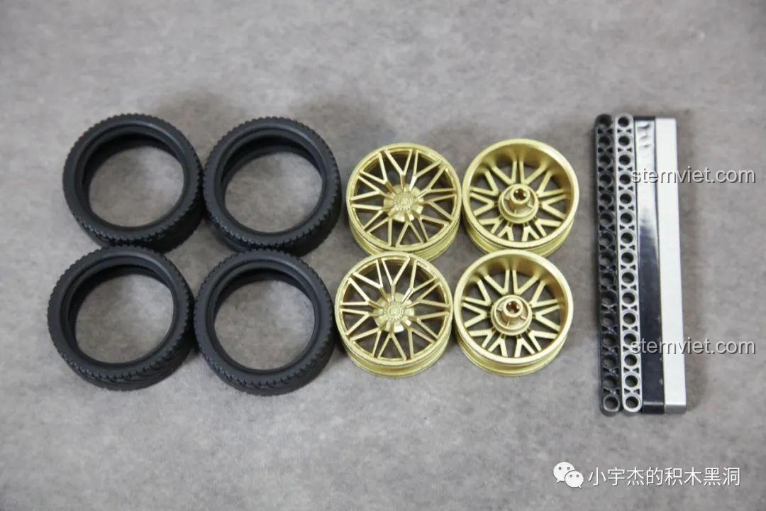 Chi tiết lốp xe mềm mại, không mùi của bộ lắp ráp PanlosBrick 673001 Pagani V12.