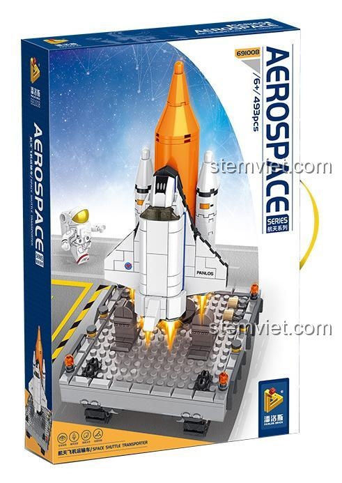 Các tính năng nổi bật của đồ chơi mô hình Bệ phóng di động tàu con thoi 691008: có thể tháo rời, trượt được và có đèn tín hiệu.