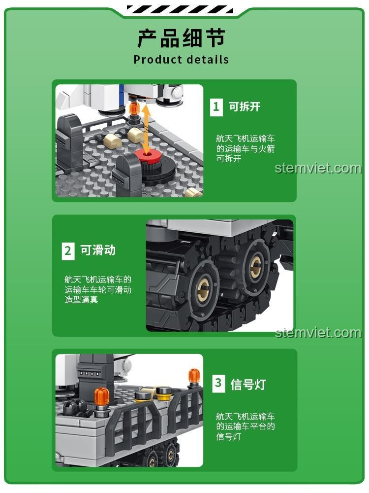 Hộp sản phẩm bộ lắp ráp Xe chuyên chở tàu vũ trụ Panlos 691008, món quà giá tốt cho bé trai.