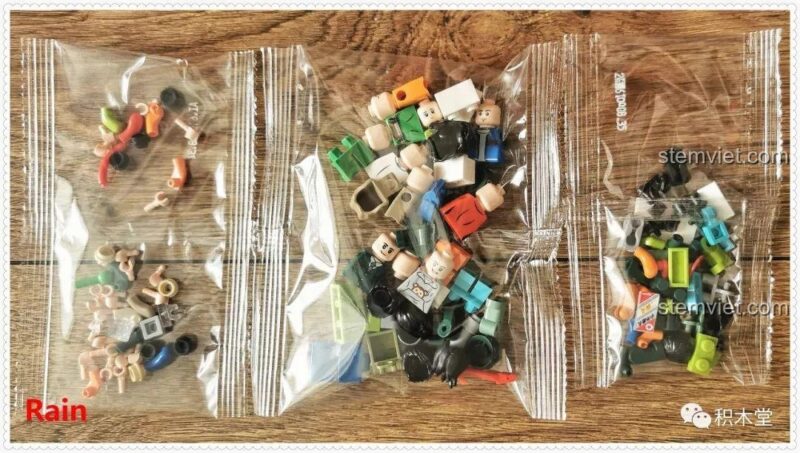 Các bộ phận minifigure chi tiết của đồ chơi mô hình Ga tàu hỏa Panlos Brick 610008, thể hiện chất lượng cao và độ hoàn thiện tỉ mỉ.