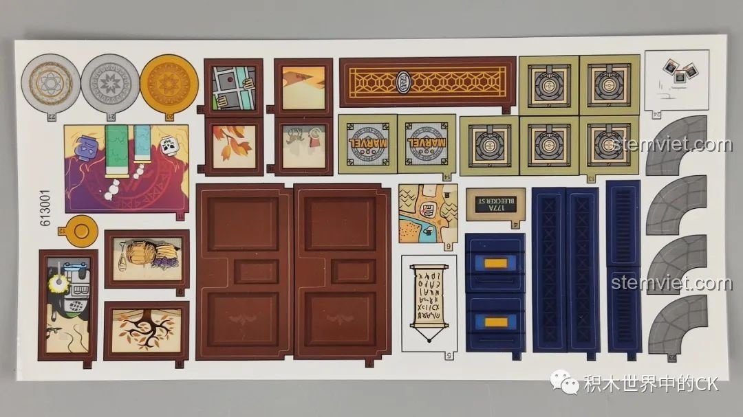 Tấm decal dán chi tiết cho bộ lắp ráp Panlos Brick 613001 Sanctum Sanctorum Doctor Strange, tăng tính chân thực.