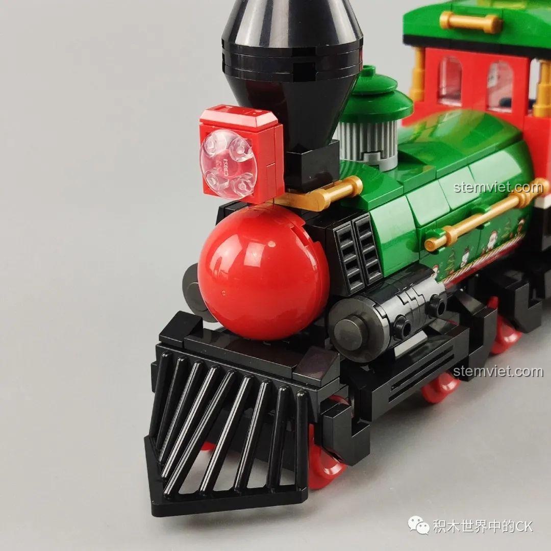 Chi tiết đèn pha phía trước đầu tàu hỏa Panlos Brick 613005 Ga Tàu Hỏa Giáng Sinh.