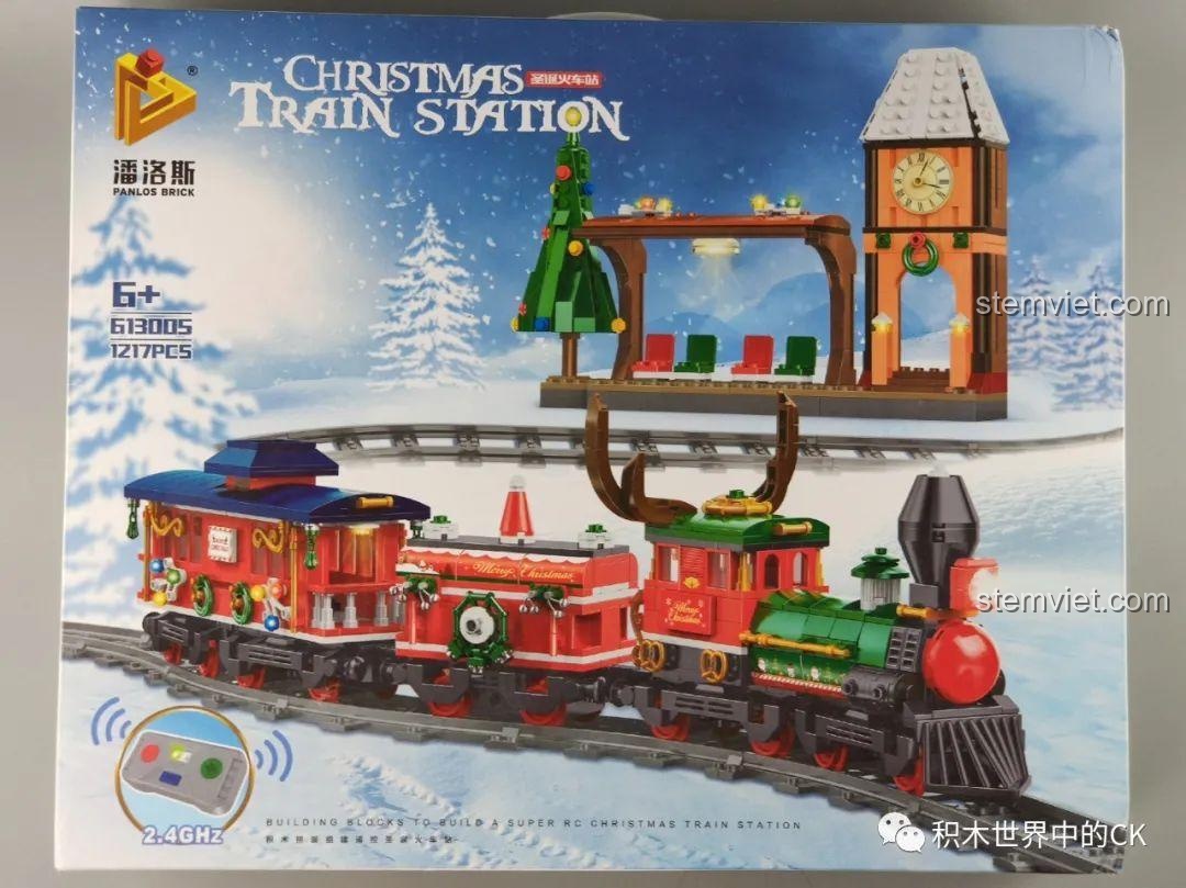 Panlos Brick 613005 hộp sản phẩm Ga Tàu Hỏa Giáng Sinh, 1217 mảnh, đồ chơi lắp ráp cho bé 6 tuổi, giá tiết kiệm
