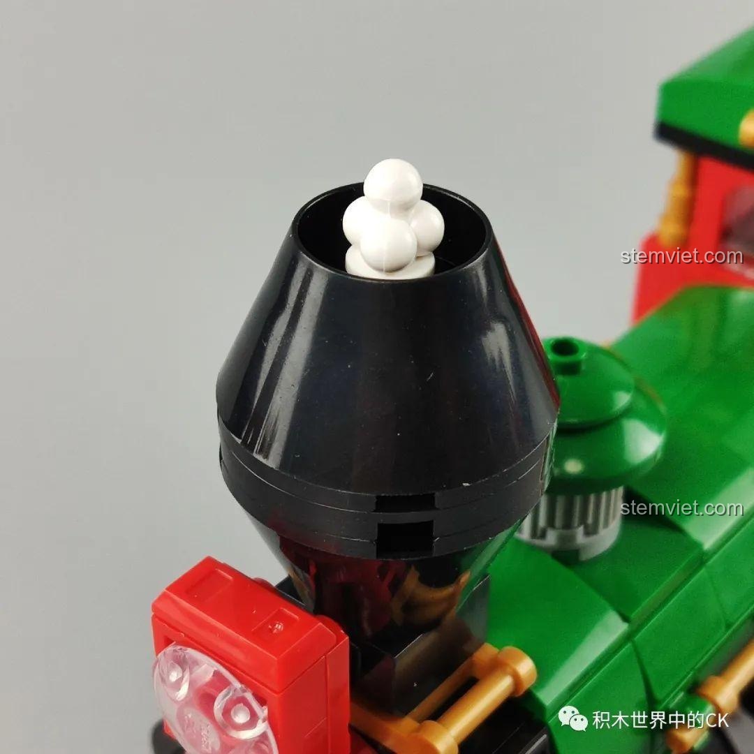 Chi tiết ống khói của đầu tàu hỏa Panlos Brick 613005 Ga Tàu Hỏa Giáng Sinh.