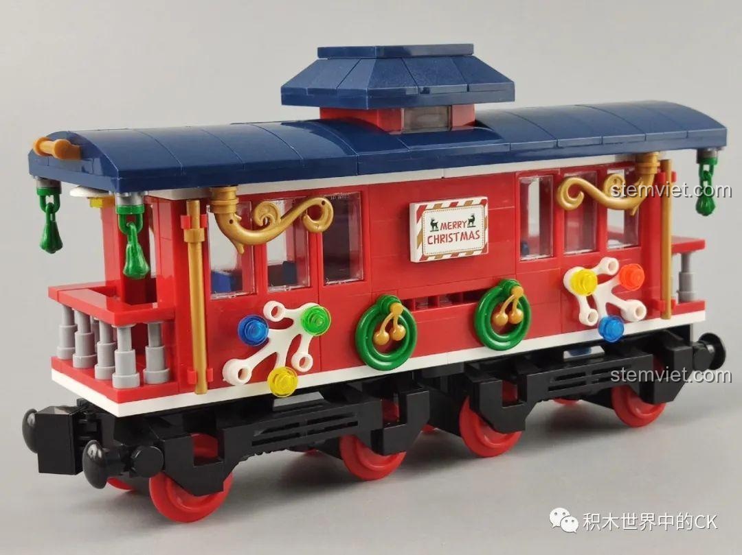 Mặt bên của toa khách tàu hỏa Panlos Brick 613005 Ga Tàu Hỏa Giáng Sinh, trang trí Giáng Sinh.