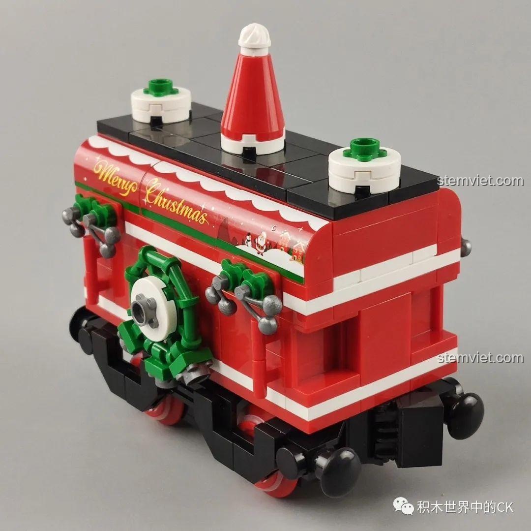 Mặt bên của toa than tàu hỏa Panlos Brick 613005 Ga Tàu Hỏa Giáng Sinh.