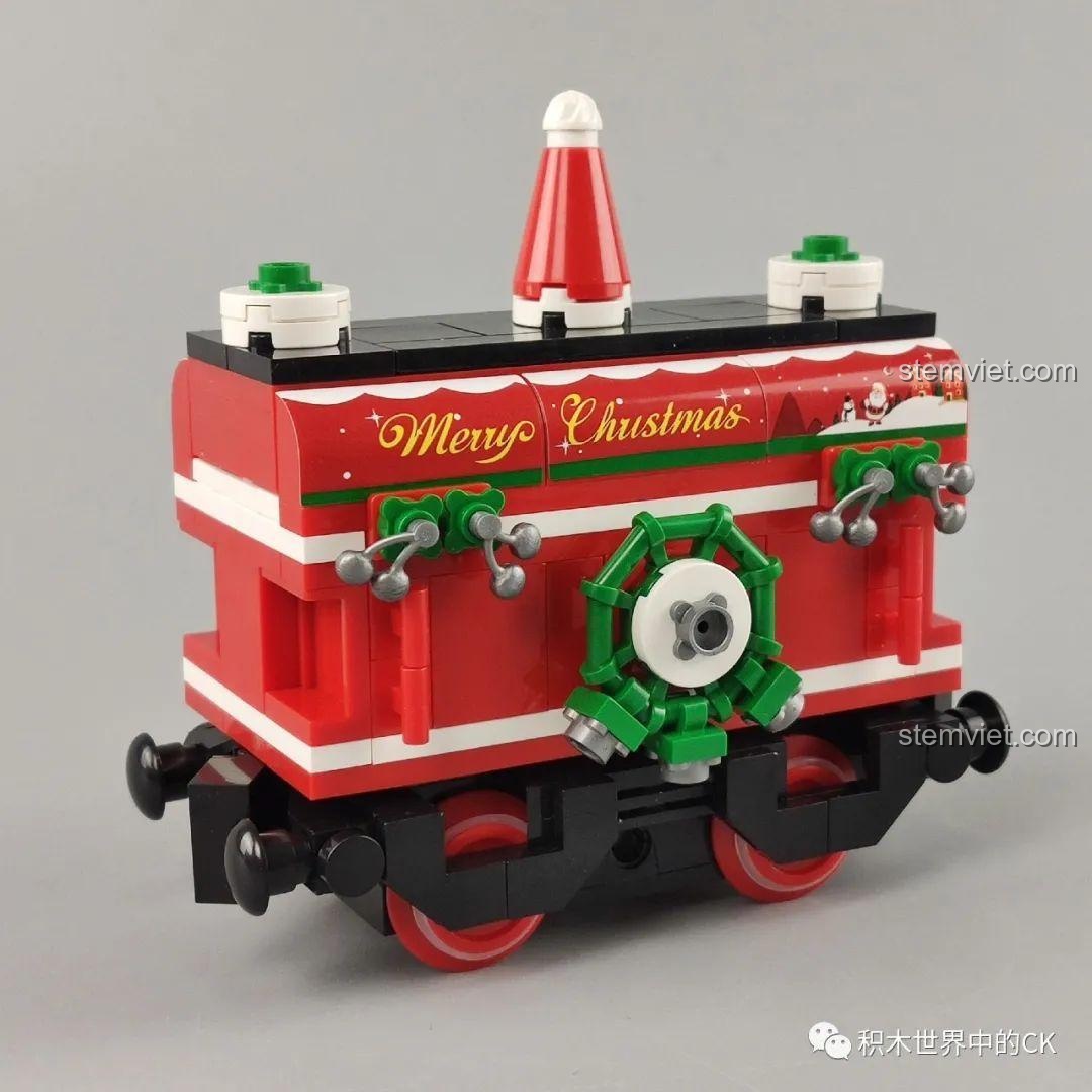 Đồ chơi lắp ghép Panlos Brick 613005, toa than đã lắp ráp với nón ông già Noel, đồ chơi mô hình Giáng Sinh