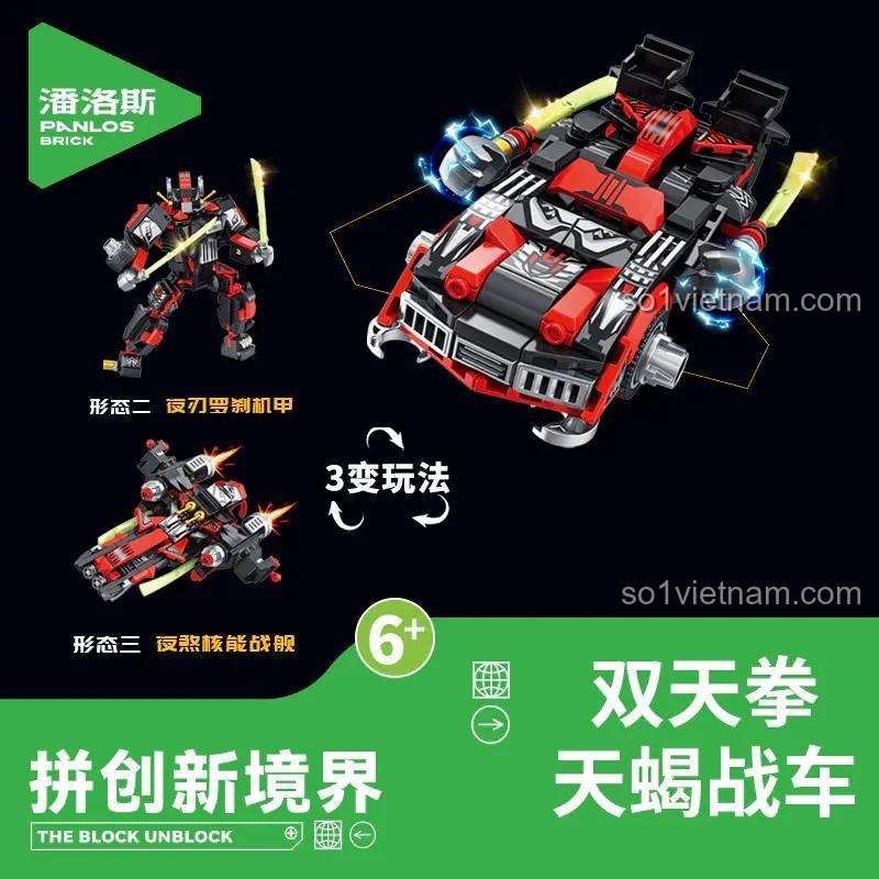 Đồ chơi mô hình Xe Bọ Cạp Nắm Đấm Bầu Trời 3 trong 1 Panlos Brick, lắp ráp thành robot chiến đấu.