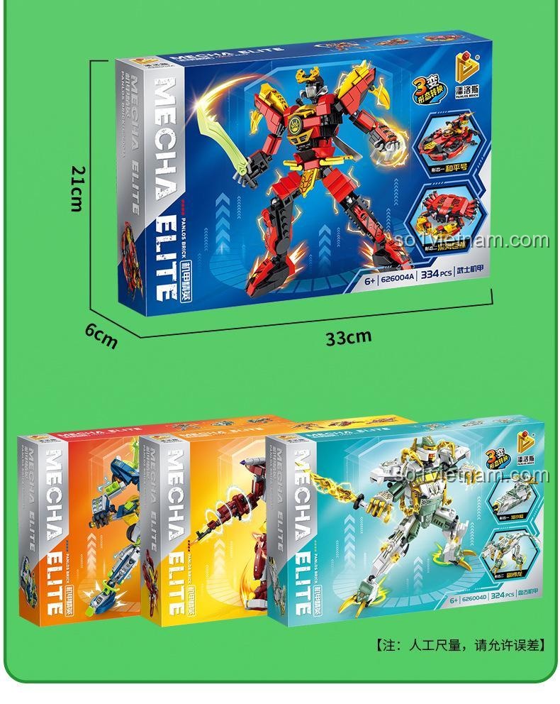 Hình ảnh các hộp sản phẩm của bộ Mecha Elite 626004 và kích thước hộp. Món quà lý tưởng cho các dịp lễ.