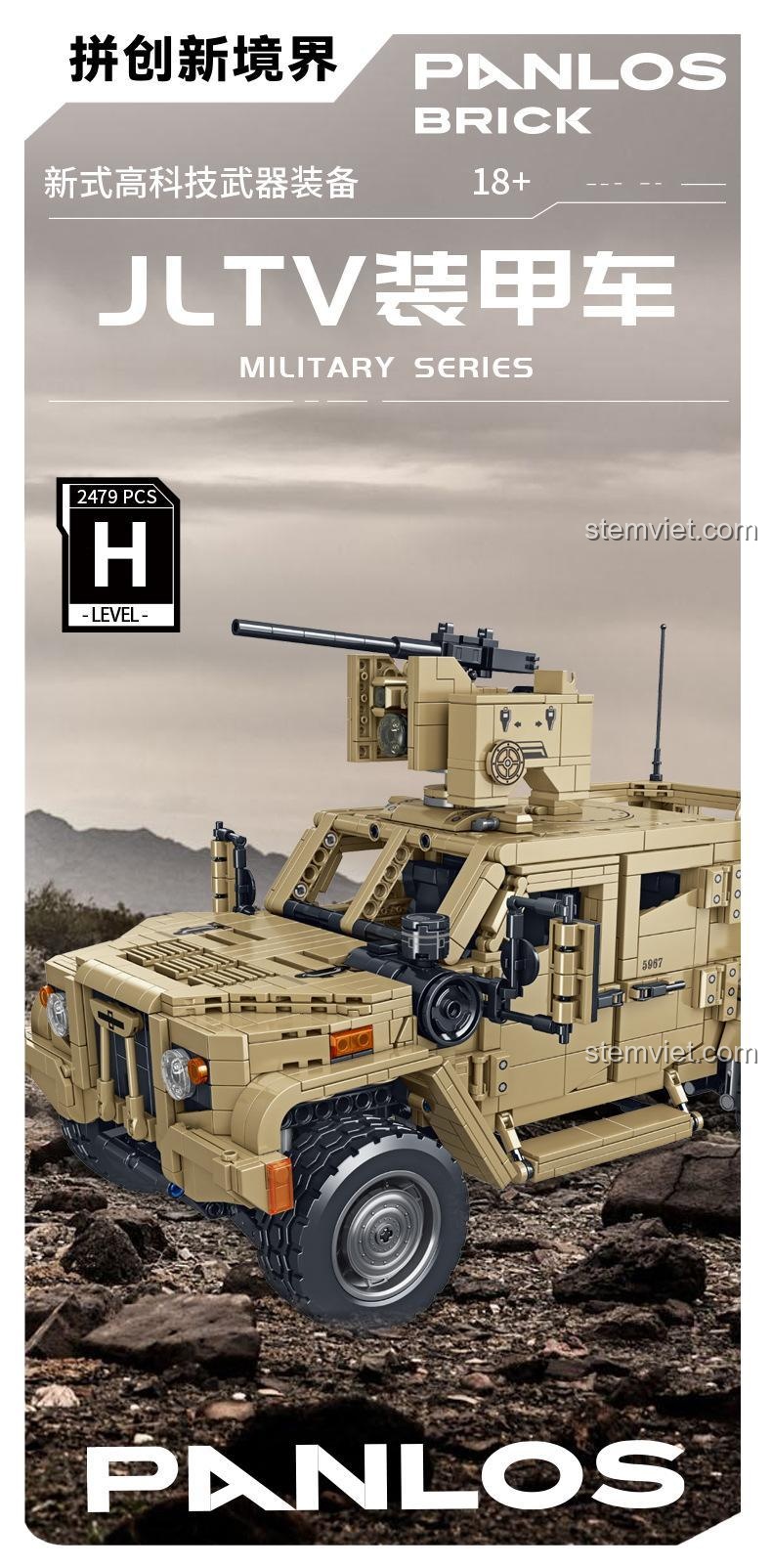 Ảnh quảng cáo khác của đồ chơi xây dựng Panlos Brick 628013, nhấn mạnh vào độ khó H-Level và số lượng 2479 mảnh ghép.