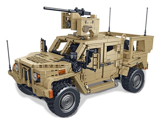 Mô hình hoàn chỉnh của bộ lắp ráp Xe Bọc Thép JLTV Panlos Brick 628013, một món đồ chơi mô hình quân sự chi tiết dành cho con trai trên 18 tuổi.