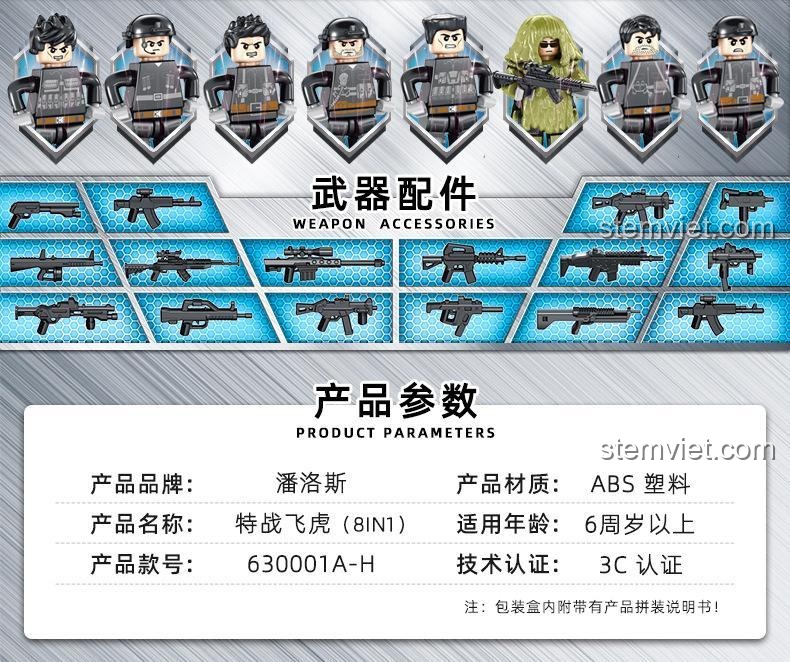 Kích thước hộp nhỏ của bộ lắp ghép Biệt Đội Đặc Nhiệm Phi Hổ.