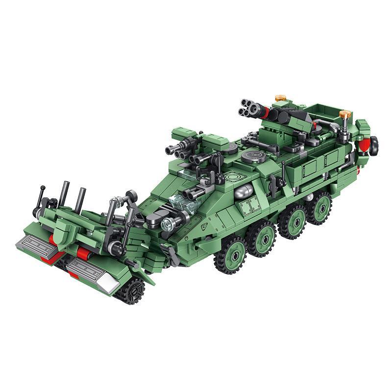 Bộ lắp ráp Panlos Brick 633006A Xe bọc thép Stryker màu xanh lá, đồ chơi mô hình quân sự cho bé trai 6 tuổi, giá tốt