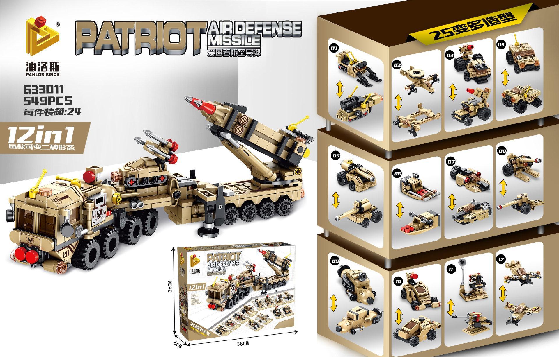 Bộ lắp ghép Tên lửa phòng không Patriot Panlos Brick 633011 cho bé trai 6 tuổi, đồ chơi lắp ráp quân sự giá tốt, lắp được 12 kiểu.