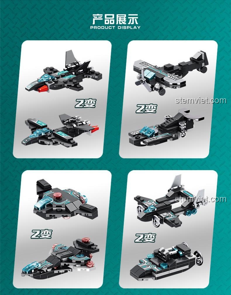 Các mô hình phụ của bộ lắp ghép Panlos Brick 633013 Robot Tiên Phong, đồ chơi mô hình Robot Cơ Giáp có thể biến hình