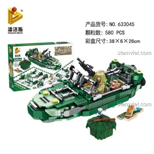 Hộp đồ chơi xếp hình Panlos Brick 633045 Thuyền chiến đấu Battlegrounds, 580 chi tiết