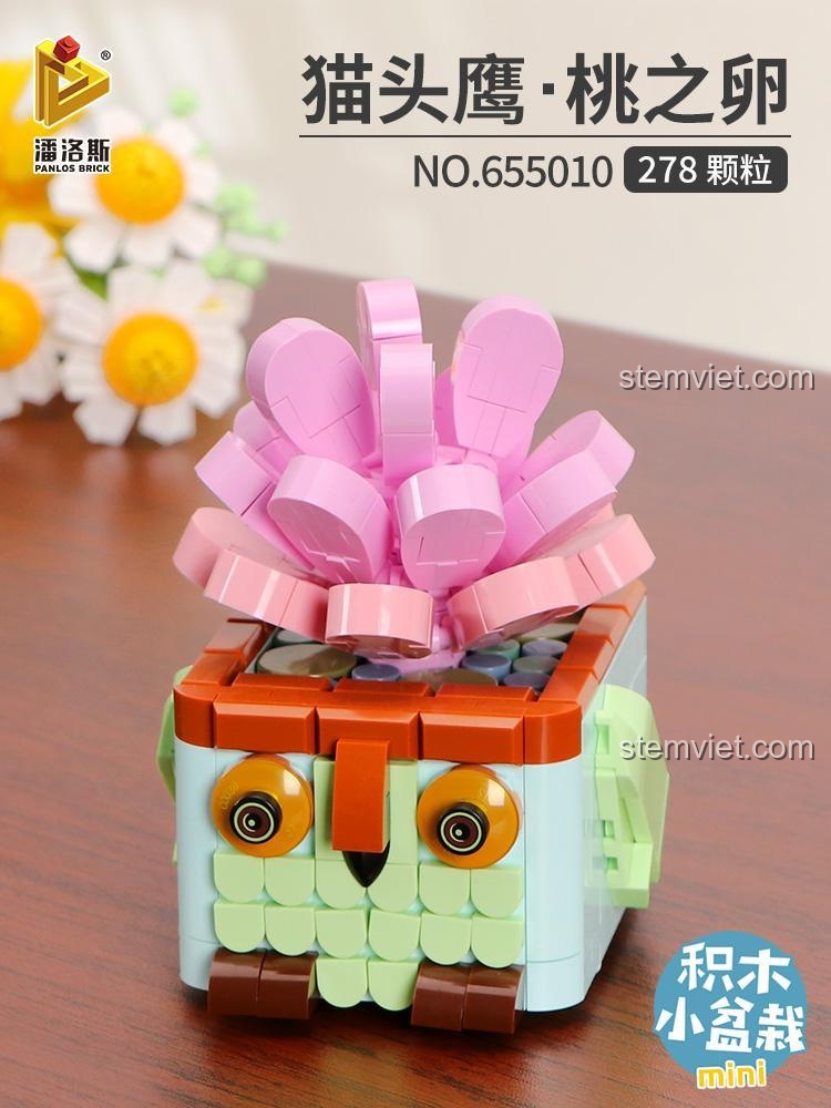Hộp đồ chơi lắp ráp Hoa Succulent Panlos Brick 655010, chất lượng cao, món quà ý nghĩa cho bé gái 6 tuổi.