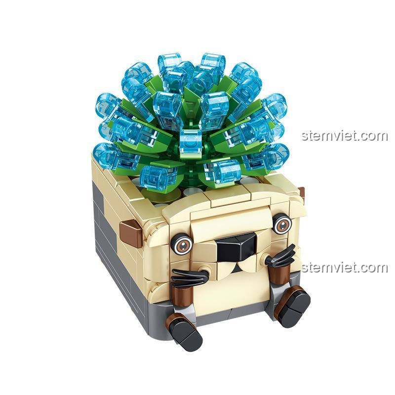 Mô hình cây cảnh mini Panlos Brick 655013 màu xanh dương độc đáo, bộ đồ chơi xếp hình cho bé gái, rèn luyện sự khéo léo.