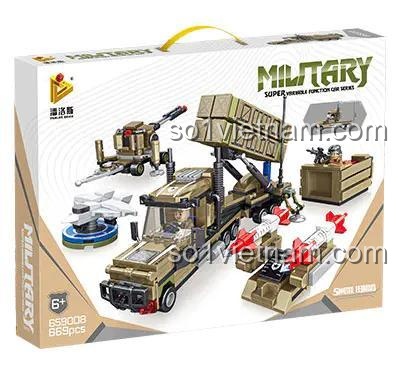 Panlos Brick 659008 Đồ chơi mô hình Xe quân sự Phòng không 5 kiểu lắp ráp tùy biến