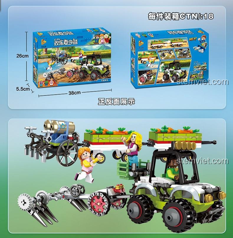 Kích thước hộp bộ lắp ghép Nông trại mùa hè Panlos Brick 662006A, đồ chơi lắp ghép Nông trại mùa hè Panlos Brick giá rẻ cho bé trai 6 tuổi