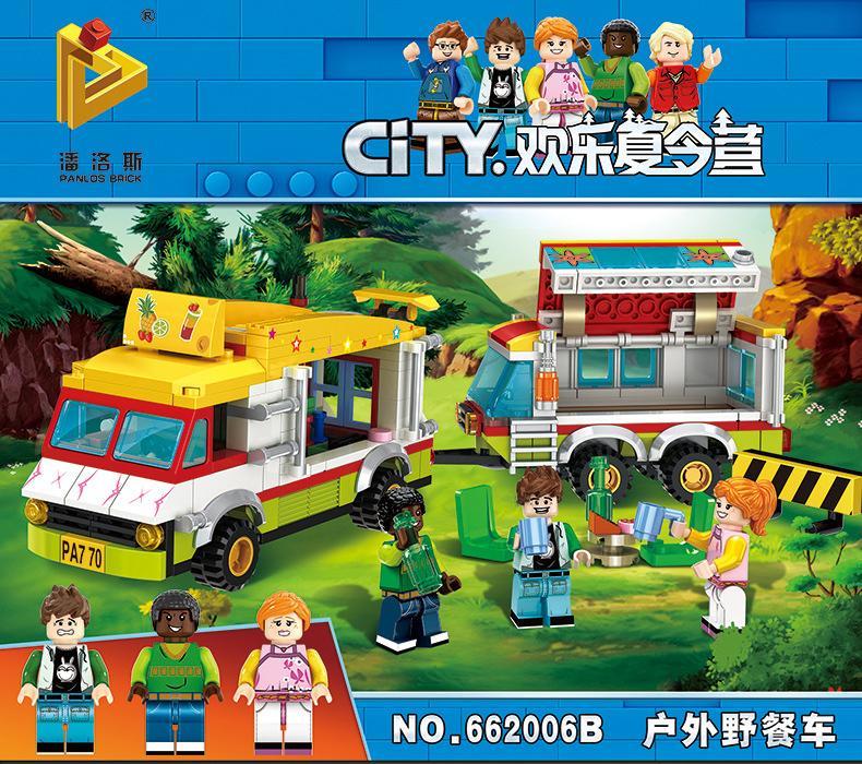 Bộ lắp ghép Xe dã ngoại Panlos Brick 662006B cho bé trai và bé gái 6 tuổi, đồ chơi lắp ráp xe cắm trại giá tốt, hình ảnh hộp sản phẩm.