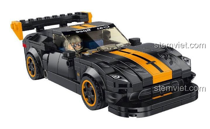 Góc nhìn chéo từ phía trước của bộ lắp ráp Dodge Viper ACR, khoe trọn vẹn thiết kế hầm hố và đường nét thể thao.