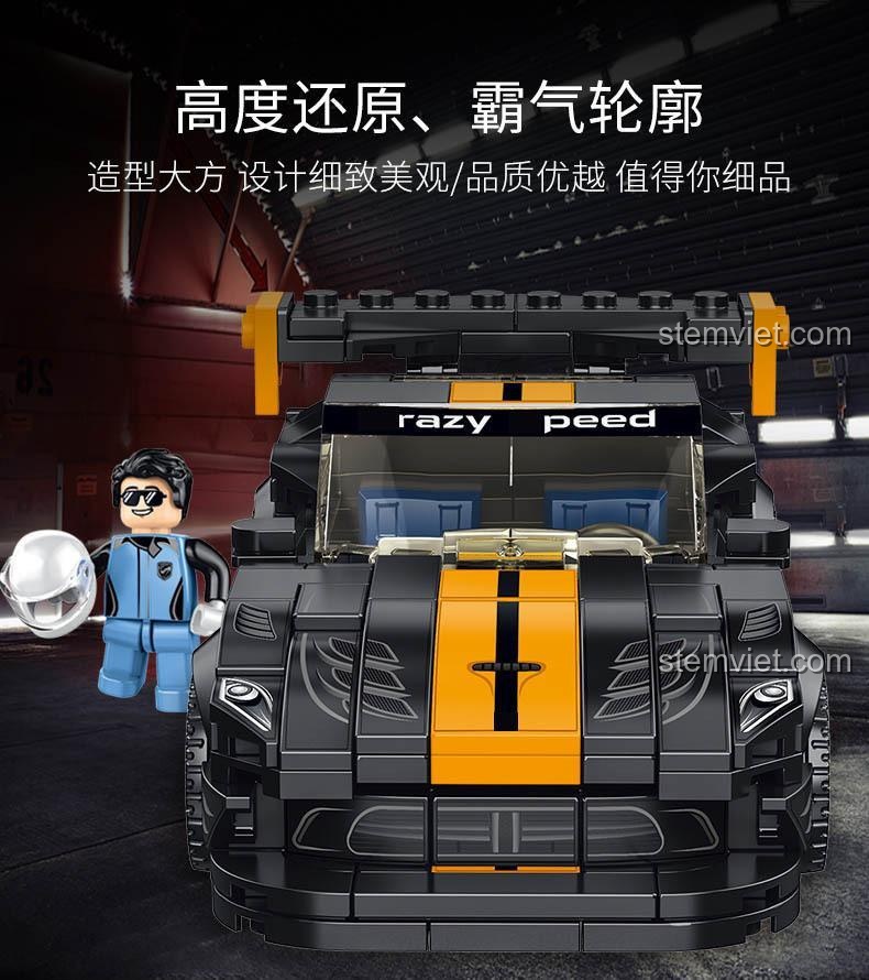 Cận cảnh phía trước của đồ chơi mô hình Xe đua Dodge Viper ACR, làm nổi bật các chi tiết đèn pha và lưới tản nhiệt.