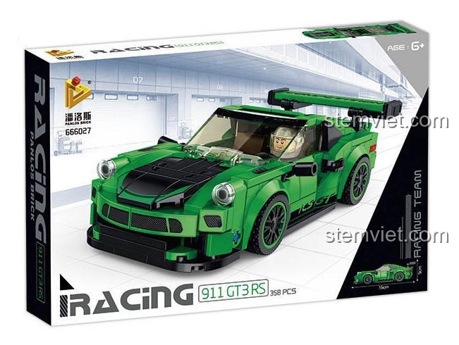Hộp đồ chơi mô hình Panlos Brick 666027 Siêu xe Porsche 911 GT3 RS, 358 chi tiết.