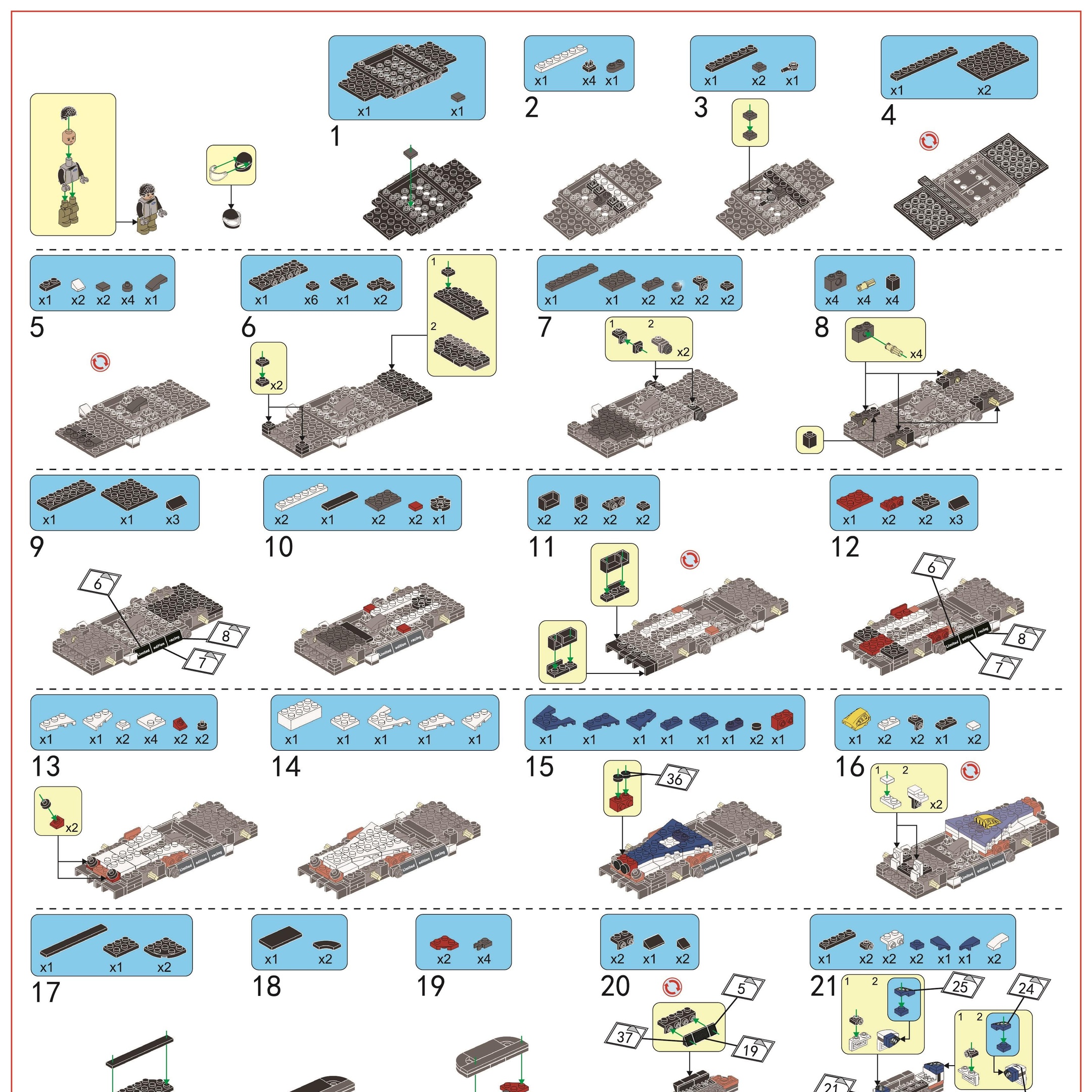 Sách Hướng Dẫn Lắp Ráp Xe Đua Ford GT 666036 Panlos Brick | Hướng dẫn lắp ghép Panlos Brick 666036 Xe đua Ford GT | Sách Panlos Brick 666036 Ford GT