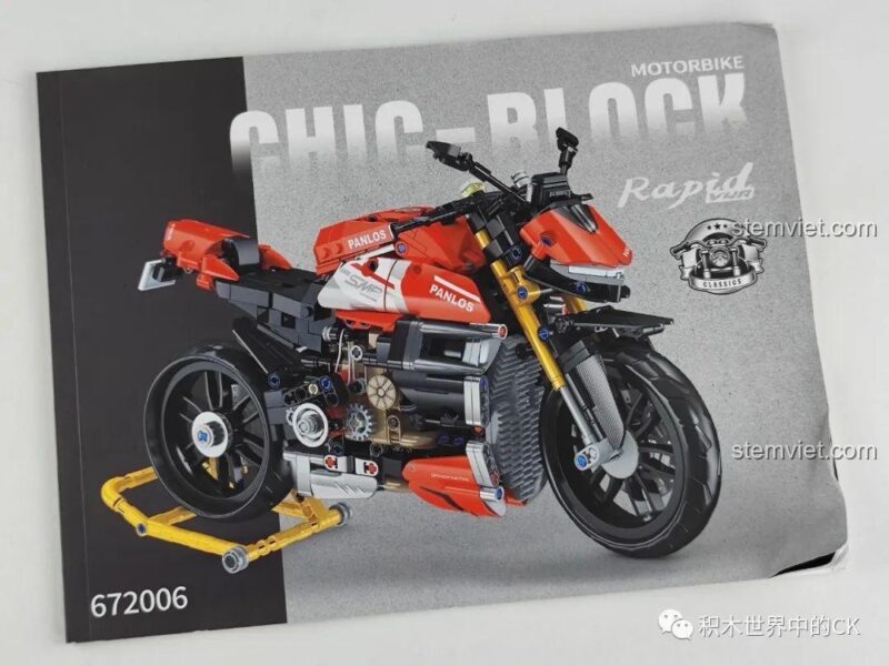 Sách hướng dẫn lắp ráp chi tiết của bộ lắp ráp Mô tô Streetfighter V4 SP Panlos Brick 672006.