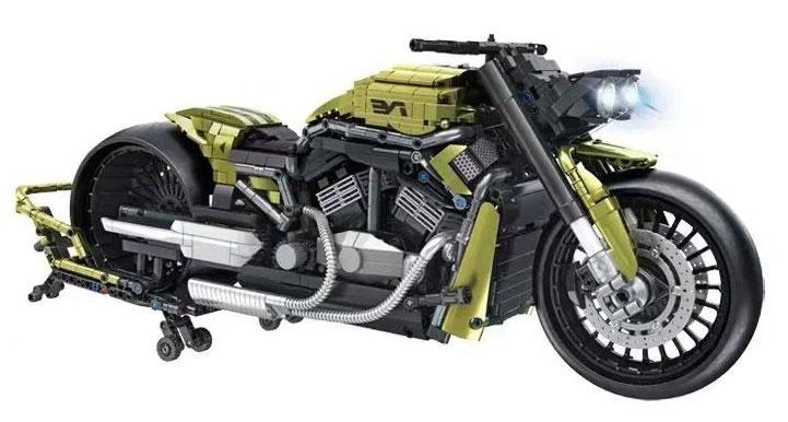 Mô hình đồ chơi lắp ráp Panlos Brick 672110 Mô tô Phantom Đêm tỉ lệ 1:5 màu vàng đen hầm hố, món quà sáng tạo cho con trai trên 6 tuổi.