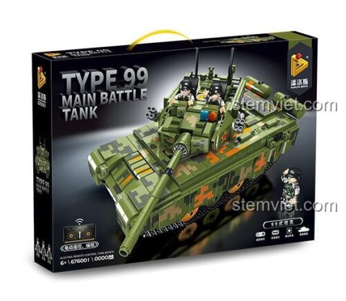 Hộp bộ lắp ghép Panlos Brick 676001 Xe Tăng Type 99 Main Battle Tank điều khiển từ xa cho bé trai 6 tuổi